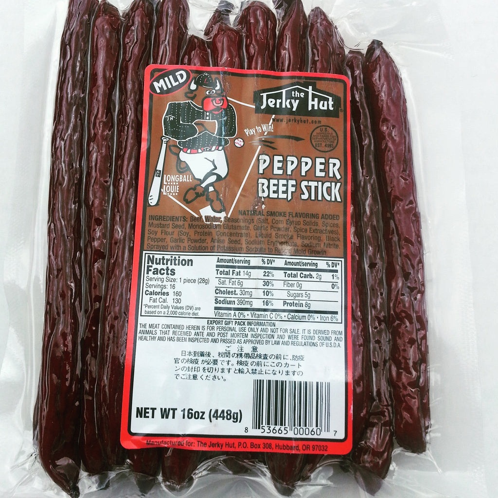 Jerky Hut, Mild Peppered - Beef Sticks, (1 LB.) - The Jerky Hut online